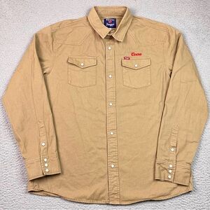 Seager x Coors Western Shirt Men's Size XL Tan Long Sleeve Pearl Snap Beer